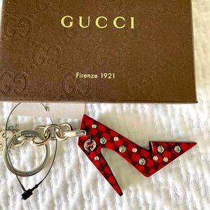FABULOUS Gucci Stiletto Charm Keychain NWT and box!  Red stiletto w/Gucci logo